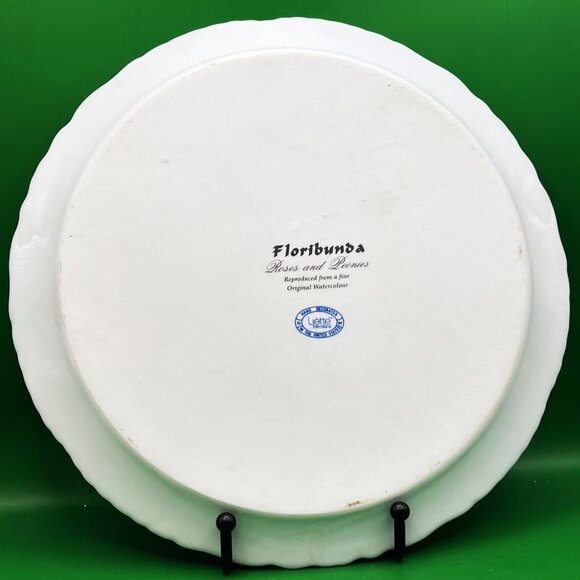 Floribunda Roses & Peonies Decorative Floral Plate Hand Painted Embossed 9" Dish - Picture 2 of 8